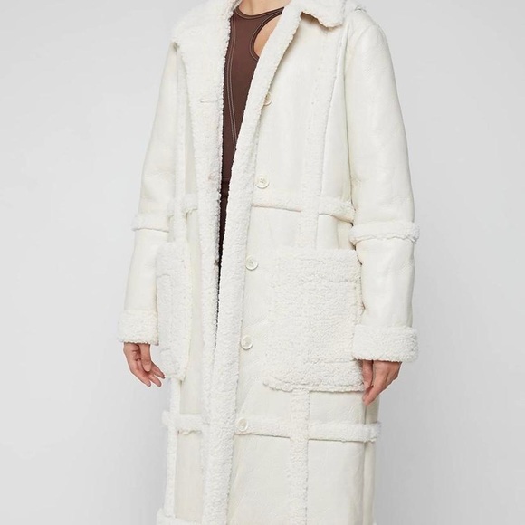 Maniere de voir vegan leather and shearling coat size M NWT *Limited Edition* - Picture 3 of 10